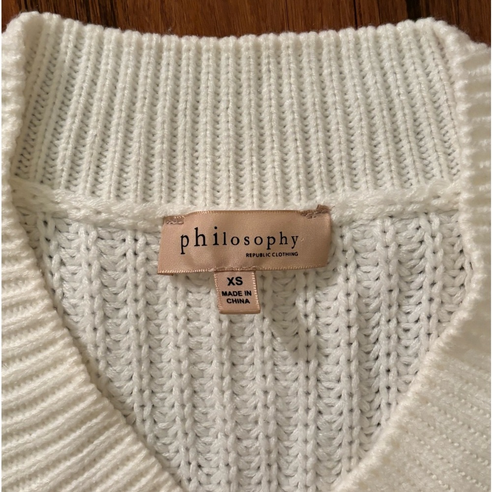 Philosophy White V-Neck Sweater XS